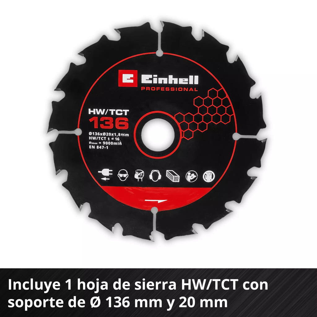 PROFESSIONAL Sierra circular inalámbrica TP-CS 18/136-C Li BL - Solo