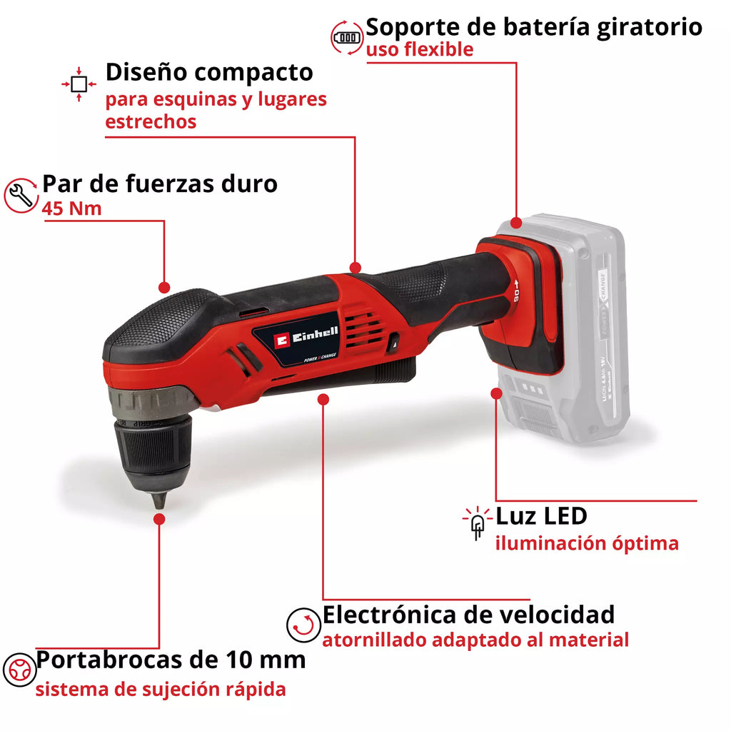 Taladro angular inalámbrico TE-AD 18 Li - Solo