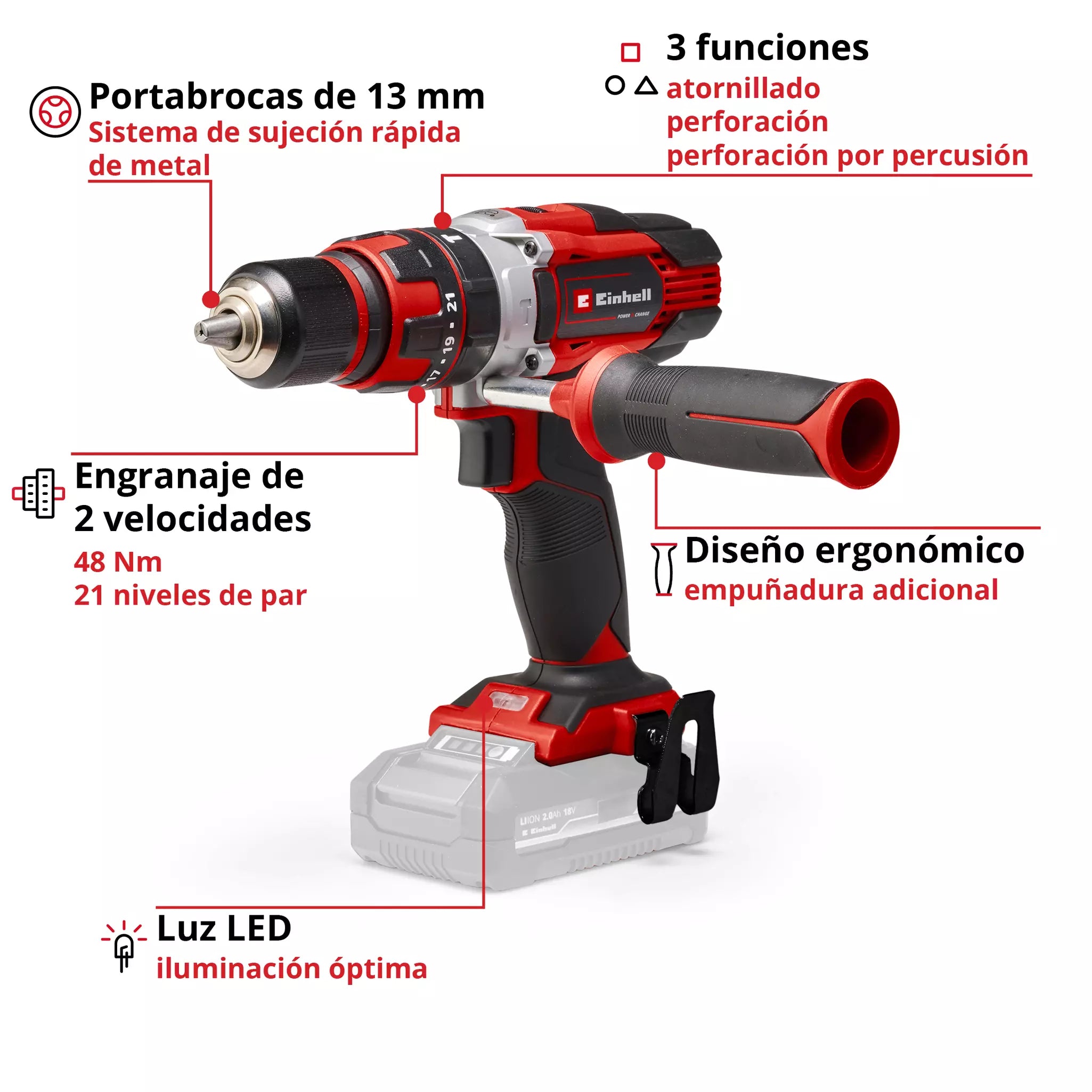 Taladro de impacto inalámbrico TE-CD 18/48 Li-i-Solo