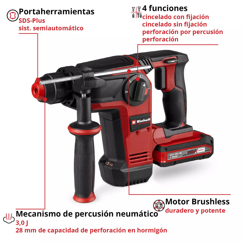 PROFESSIONAL Rotomartillo inalámbrico TP-HD 18/28 Li BL+4 (1x3,0Ah+)