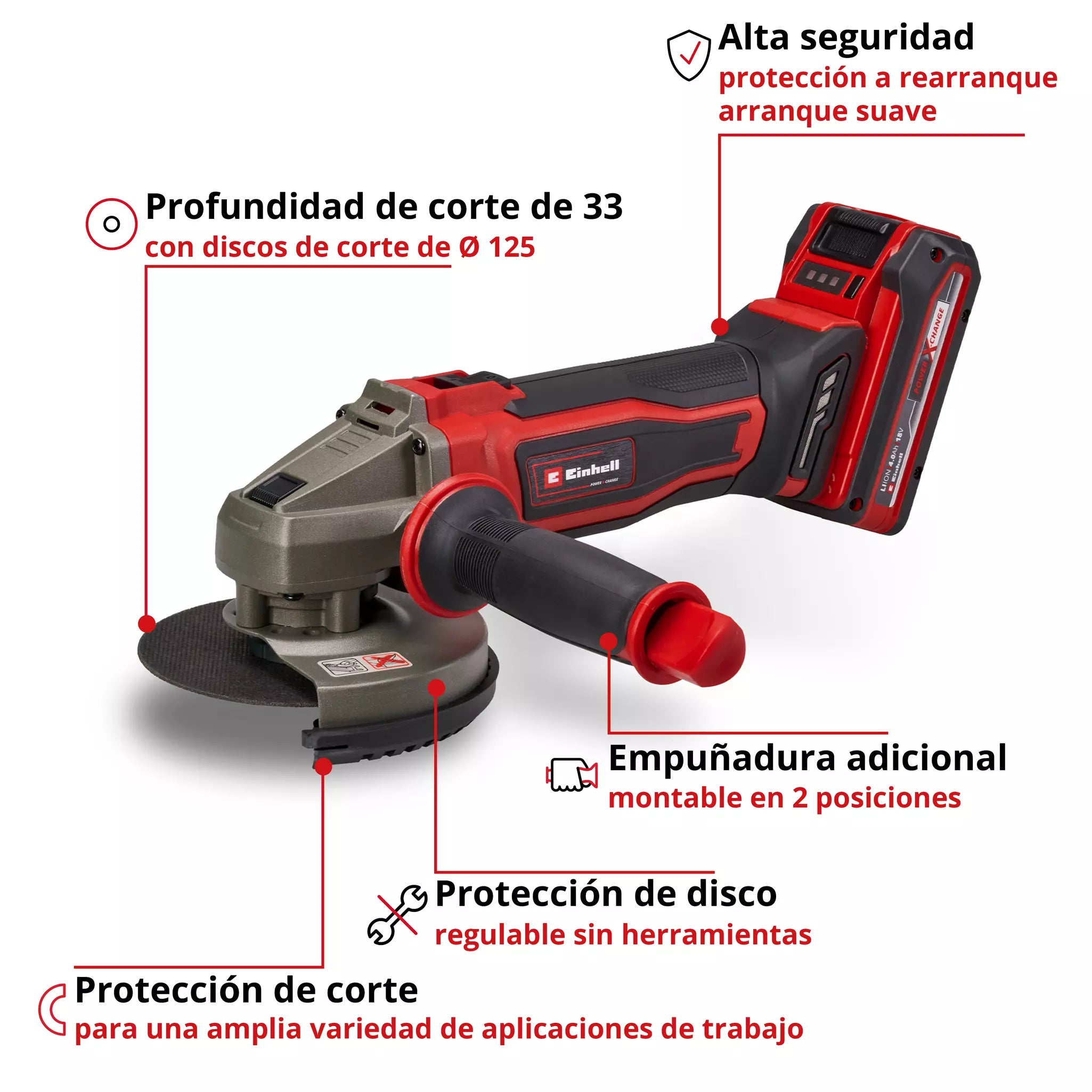Esmeril angular inalámbrico TE-AG 18/125-2 Li (1x4,0 Ah)