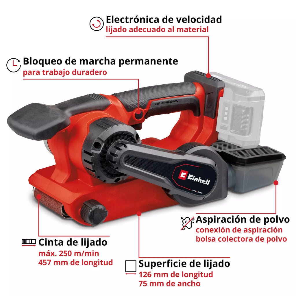 PROFESSIONAL Lijadora de banda inalámbrica TP-BS 18/457 Li BL - Solo