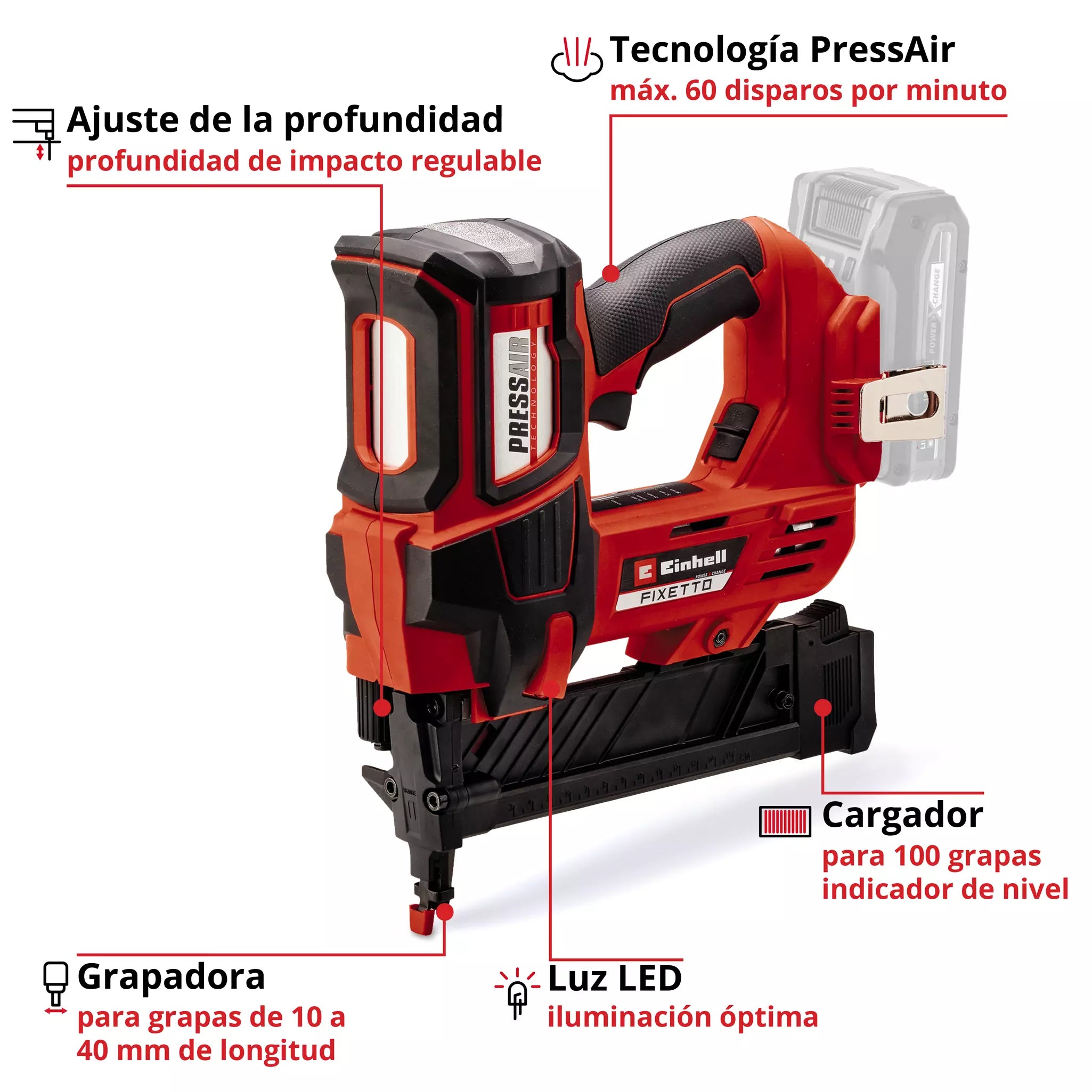 PROFESSIONAL Grapadora inalámbrica FIXETTO 18/40 S